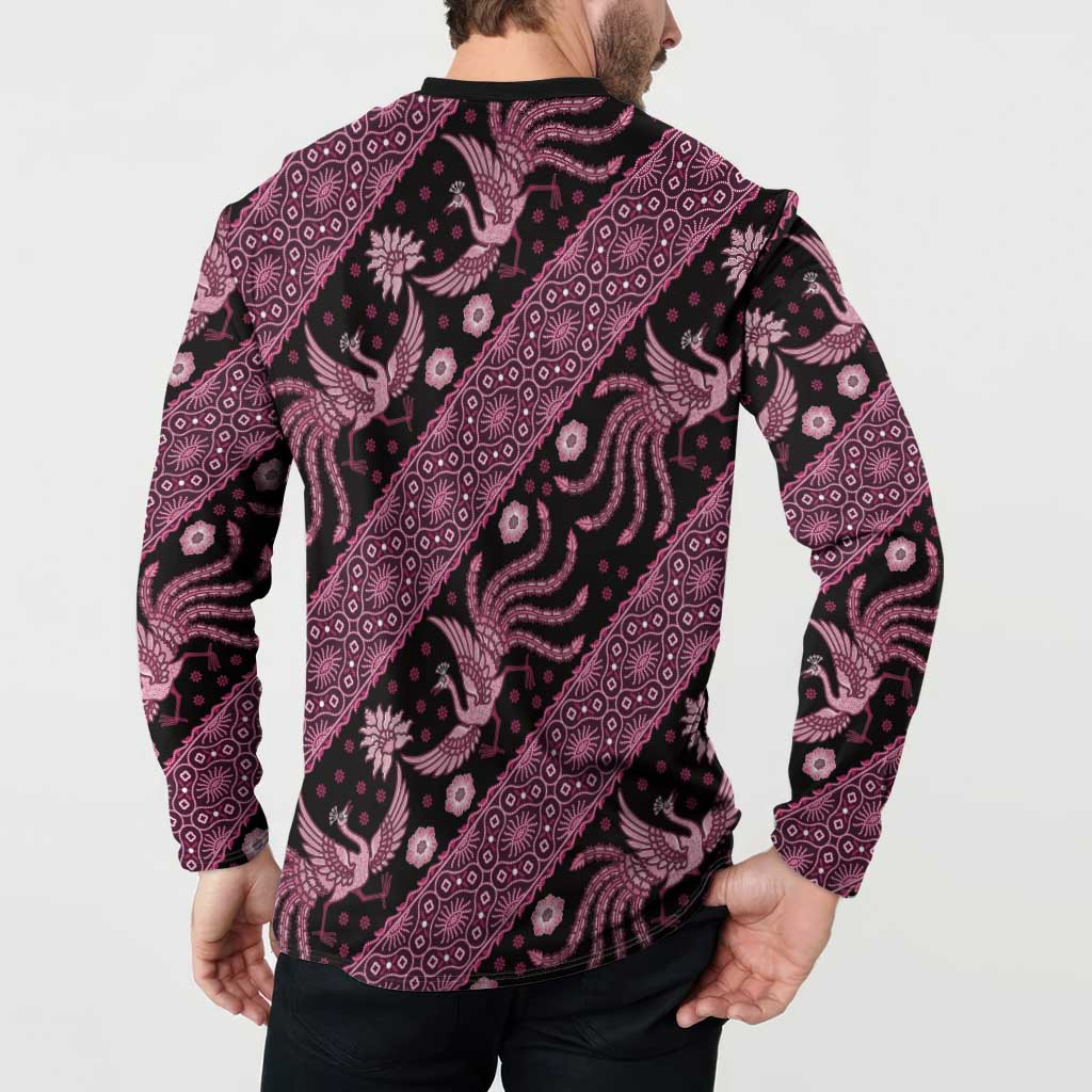 Indonesia Batik Pattern Button Sweatshirt Pink Version