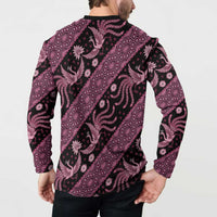 Indonesia Batik Pattern Button Sweatshirt Pink Version