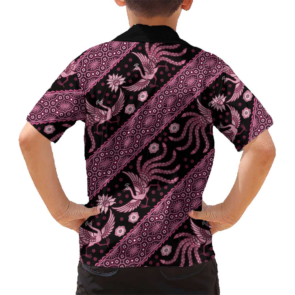 Indonesia Batik Pattern Kid Hawaiian Shirt Pink Version