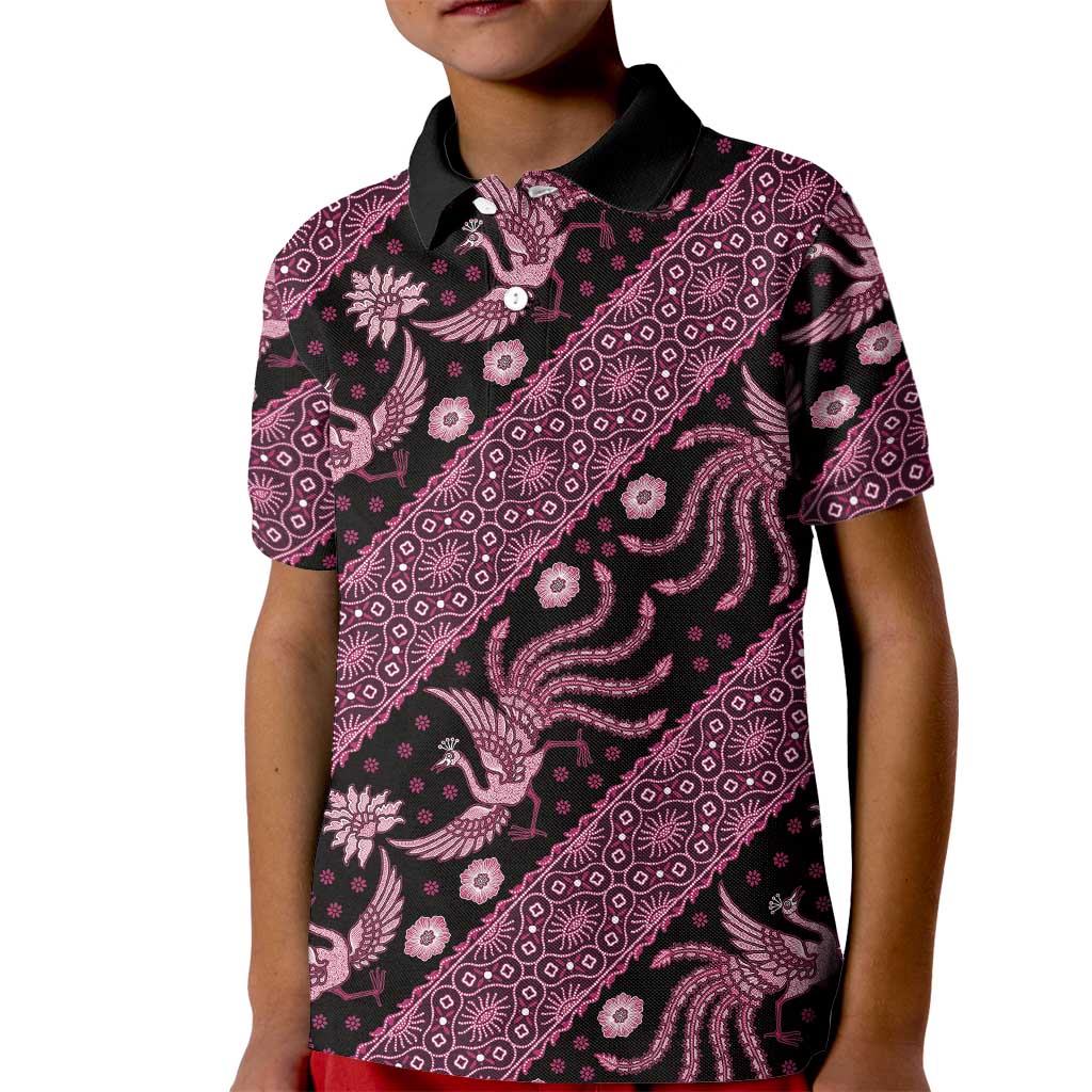 Indonesia Batik Pattern Kid Polo Shirt Pink Version