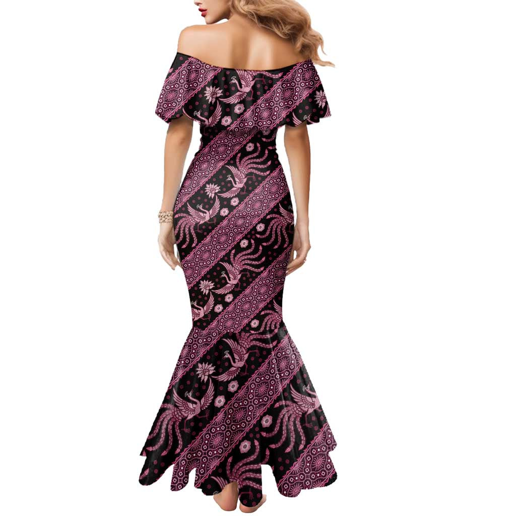Indonesia Batik Pattern Mermaid Dress Pink Version