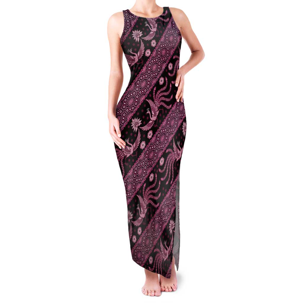 Indonesia Batik Pattern Tank Maxi Dress Pink Version