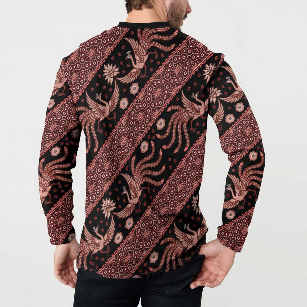 Indonesia Batik Pattern Button Sweatshirt Red Version