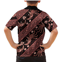 Indonesia Batik Pattern Family Matching Mermaid Dress and Hawaiian Shirt Red Version