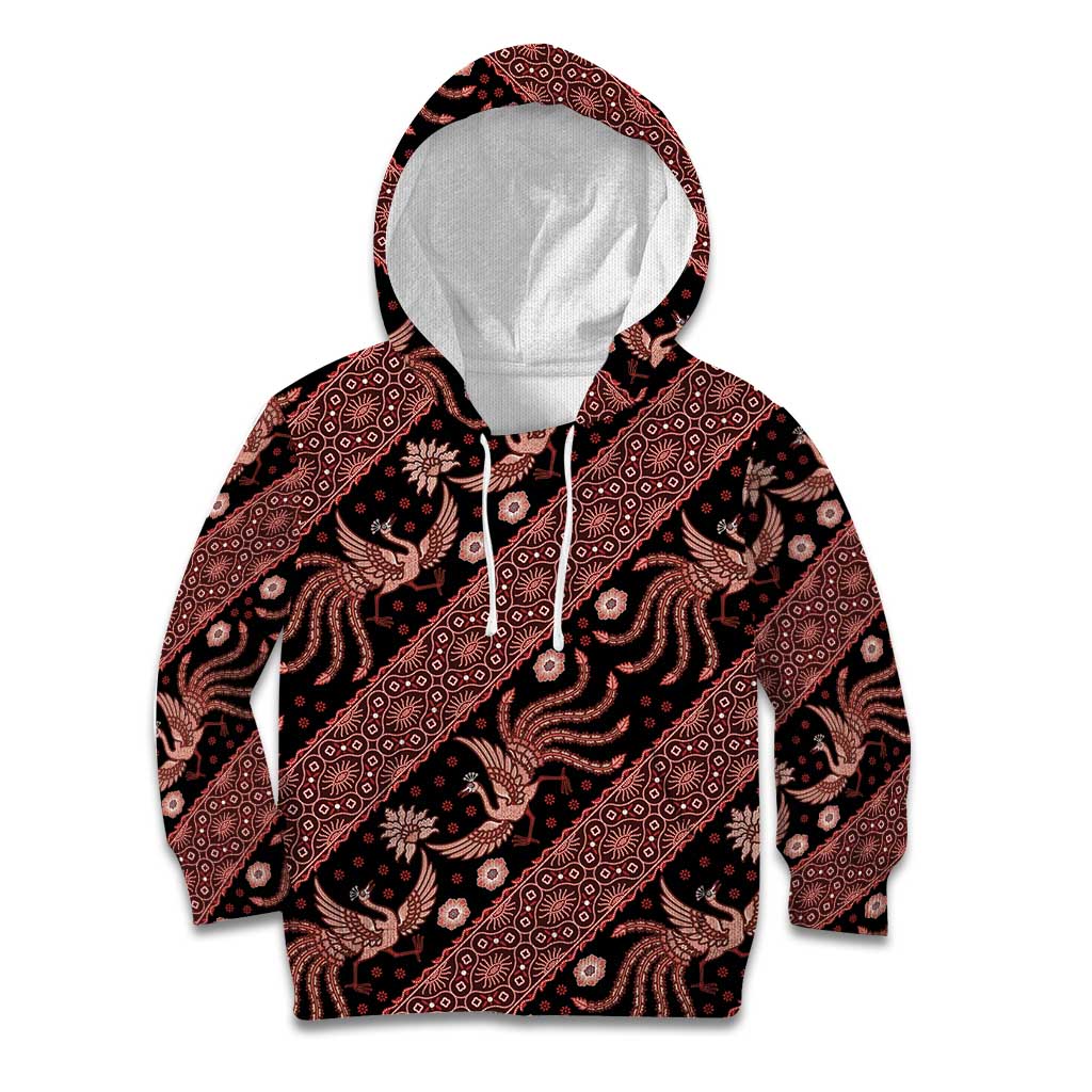Indonesia Batik Pattern Kid Hoodie Red Version