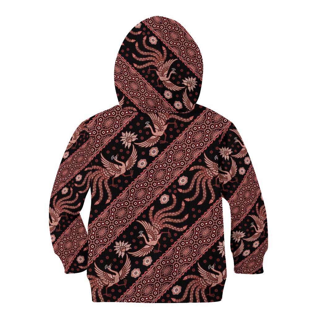Indonesia Batik Pattern Kid Hoodie Red Version