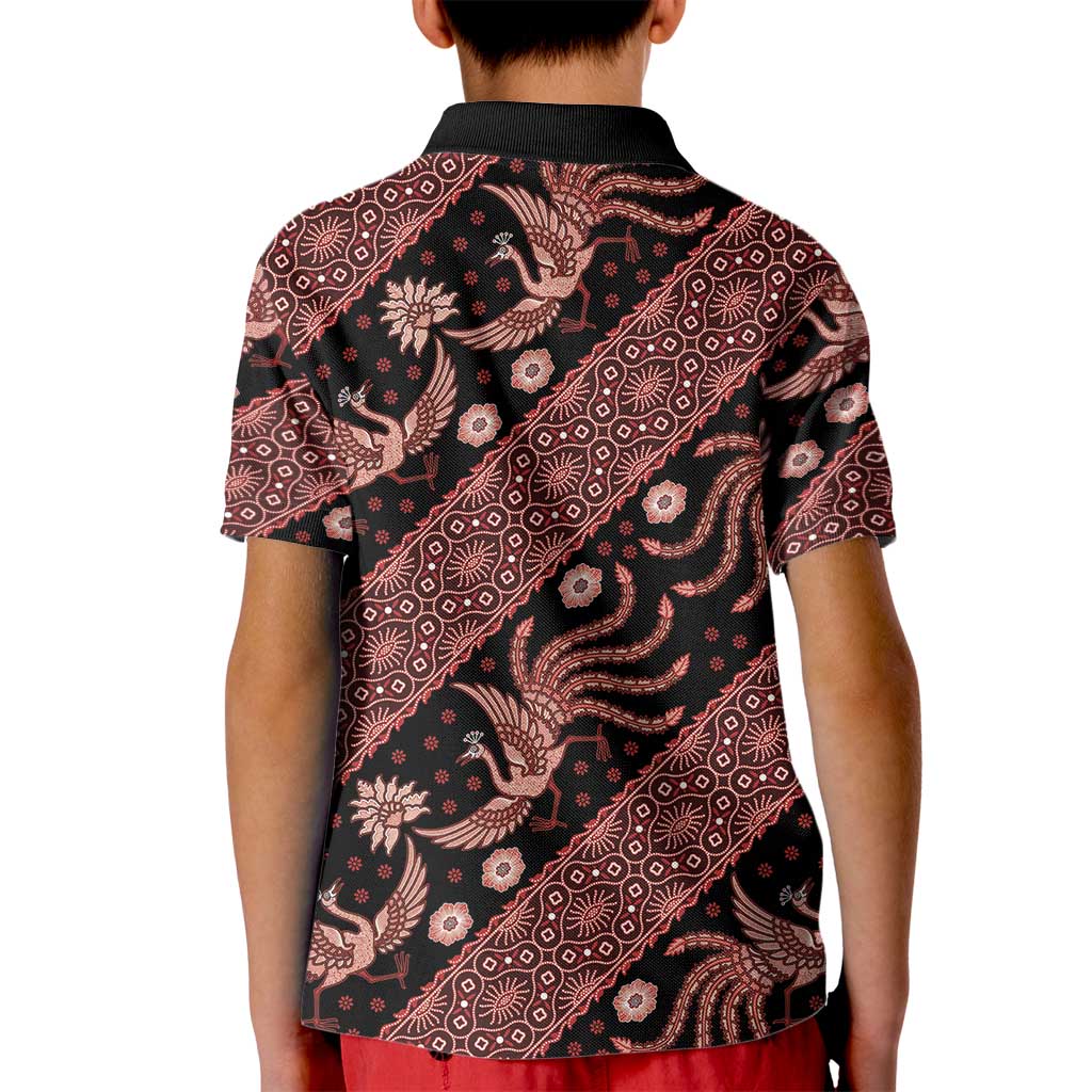Indonesia Batik Pattern Kid Polo Shirt Red Version