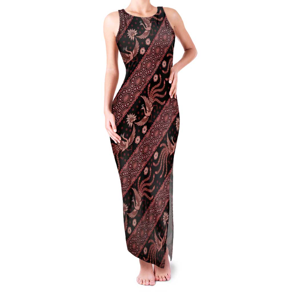 Indonesia Batik Pattern Tank Maxi Dress Red Version