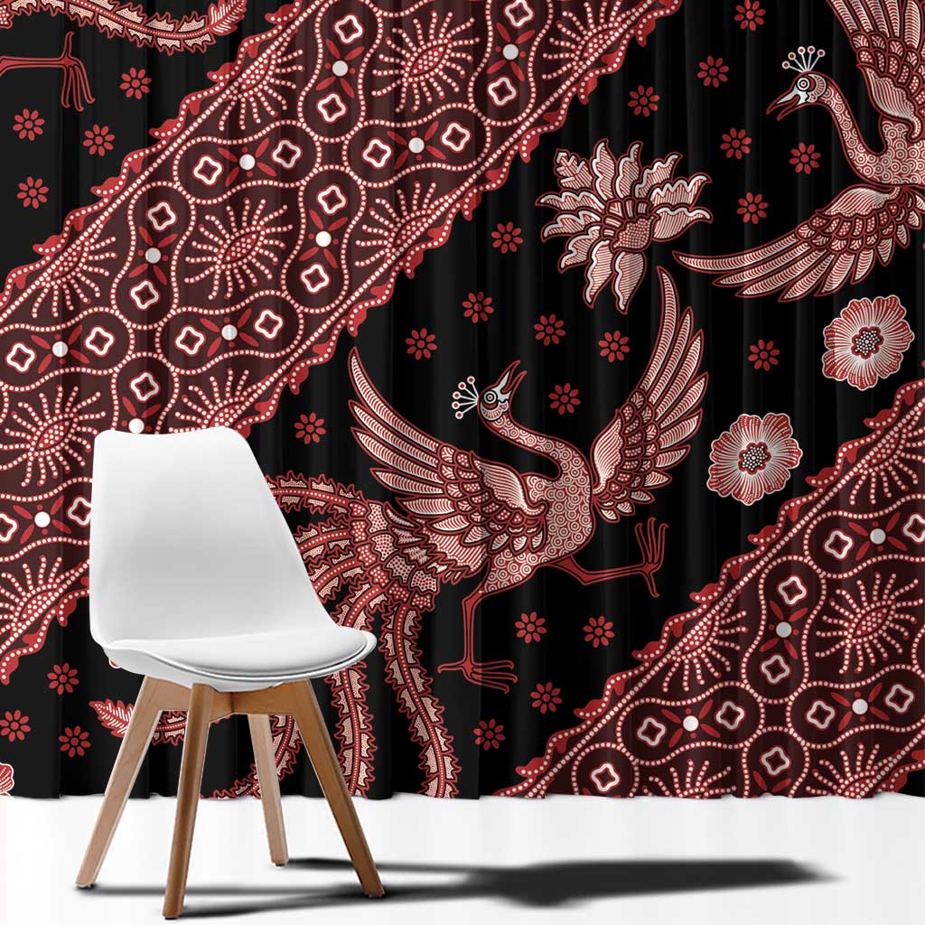 Indonesia Batik Pattern Window Curtain Red Version