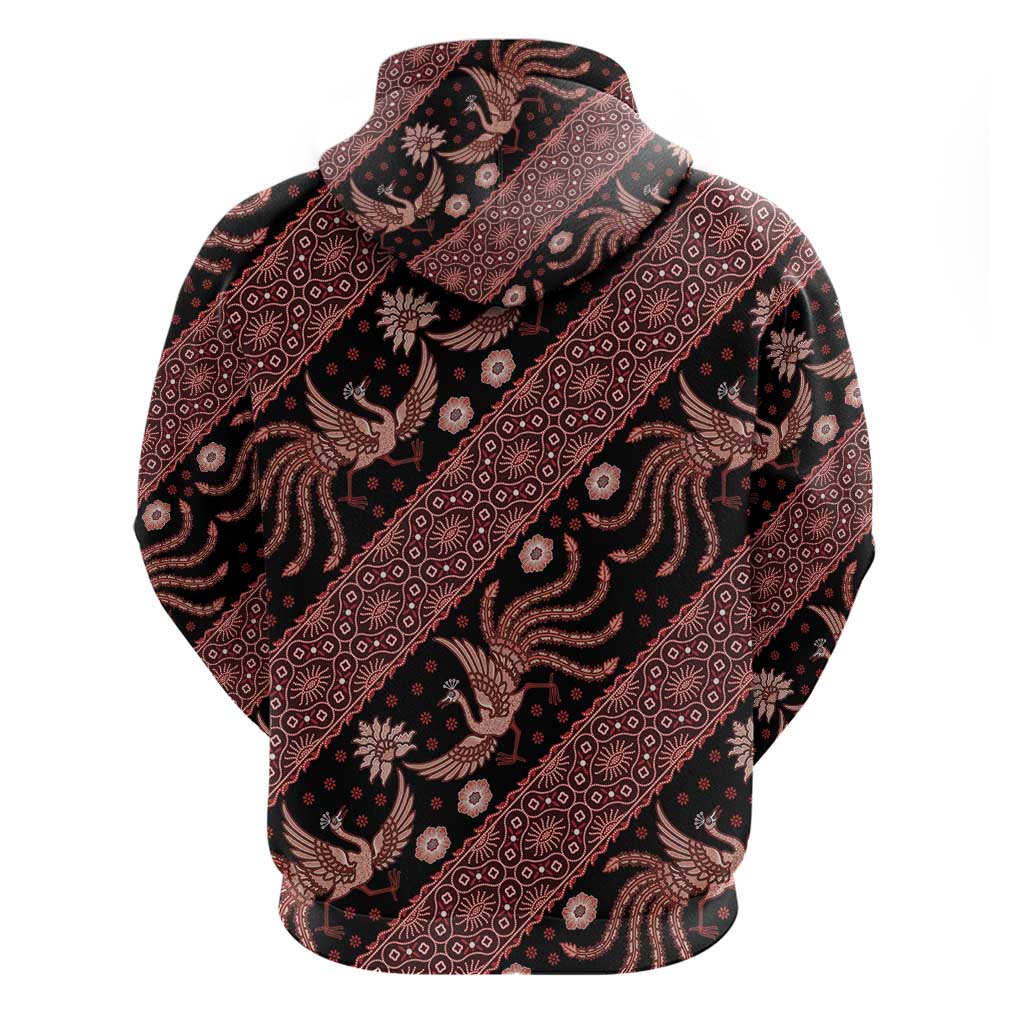 Indonesia Batik Pattern Zip Hoodie Red Version
