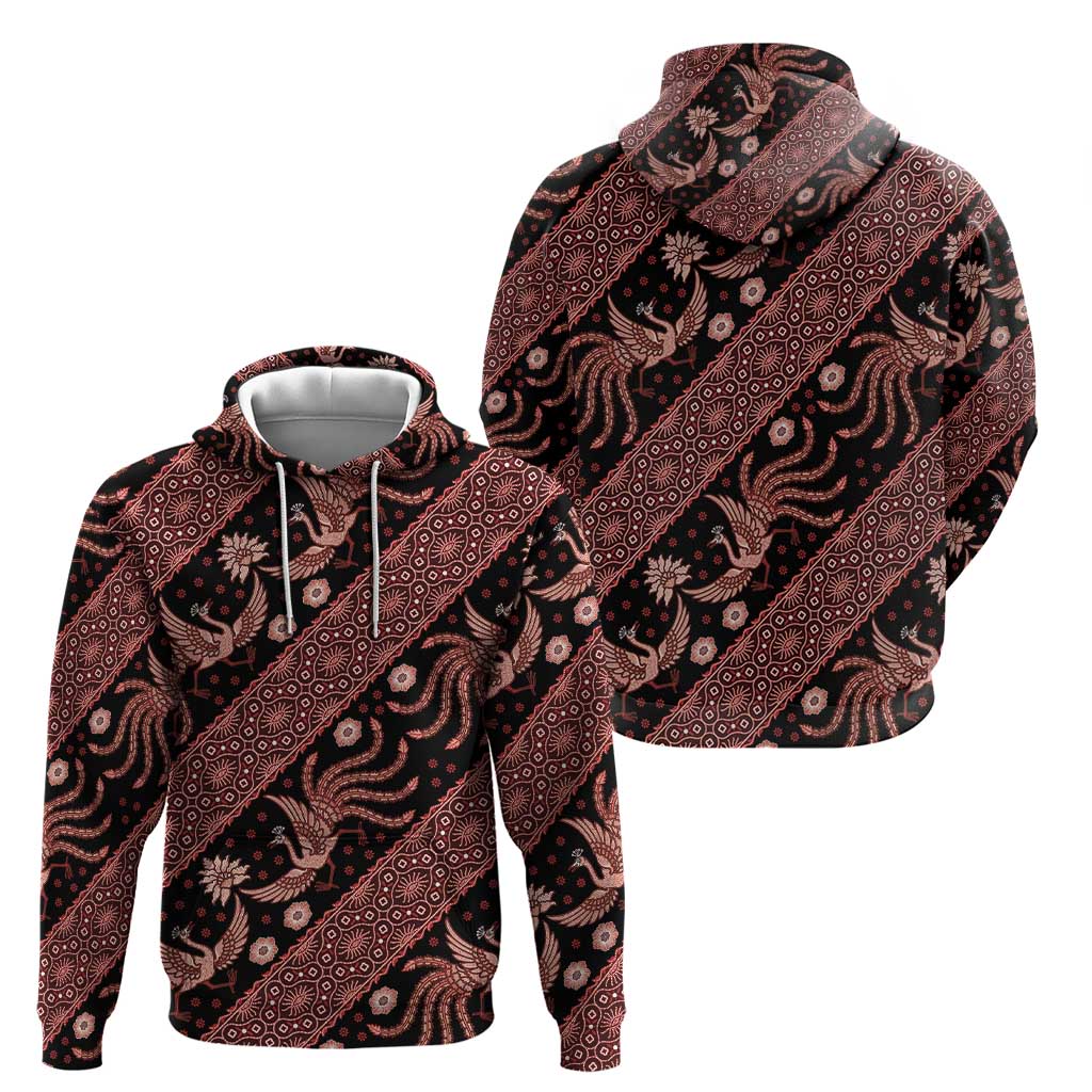 Indonesia Batik Pattern Zip Hoodie Red Version