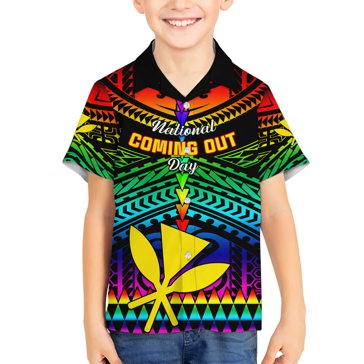 personalised-hawaii-family-matching-short-sleeve-bodycon-dress-and-hawaiian-shirt-kanaka-maoli-kakau-2023-national-coming-out-day