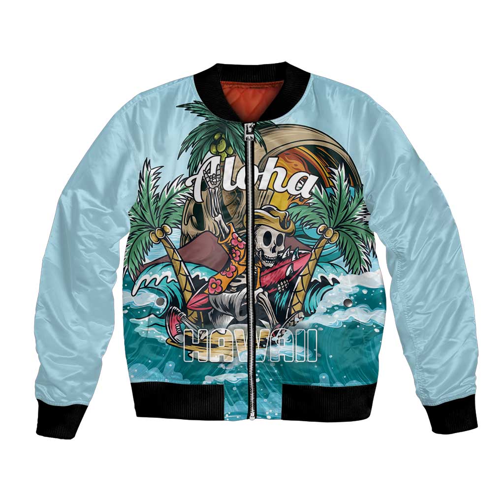 Personalized Aloha Hawaii Skeleton Bomber Jacket Tropical Summer Vibe