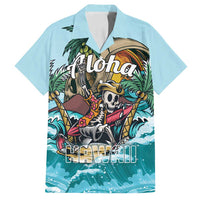 Personalized Aloha Hawaii Skeleton Family Matching Long Sleeve Bodycon Dress and Hawaiian Shirt Tropical Summer Vibe LT01 Dad's Shirt - Short Sleeve Blue - Polynesian Pride