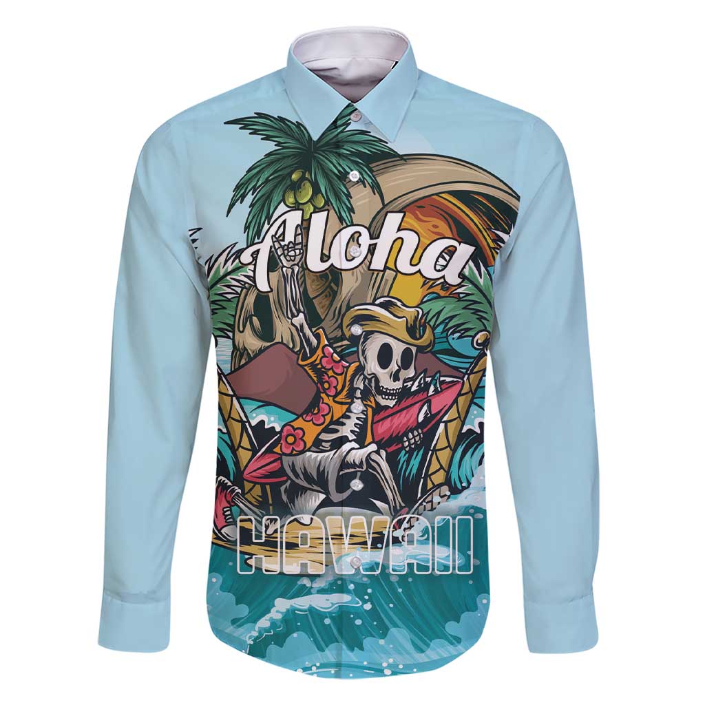 Personalized Aloha Hawaii Skeleton Family Matching Short Sleeve Bodycon Dress and Hawaiian Shirt Tropical Summer Vibe