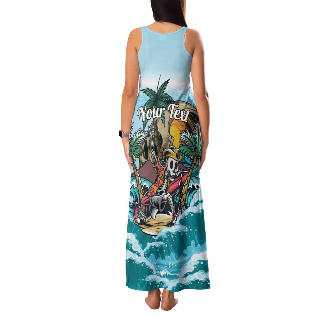 Personalized Aloha Hawaii Skeleton Family Matching Tank Maxi Dress and Hawaiian Shirt Tropical Summer Vibe
