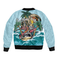 Personalized Aloha Hawaii Skeleton Sleeve Zip Bomber Jacket Tropical Summer Vibe