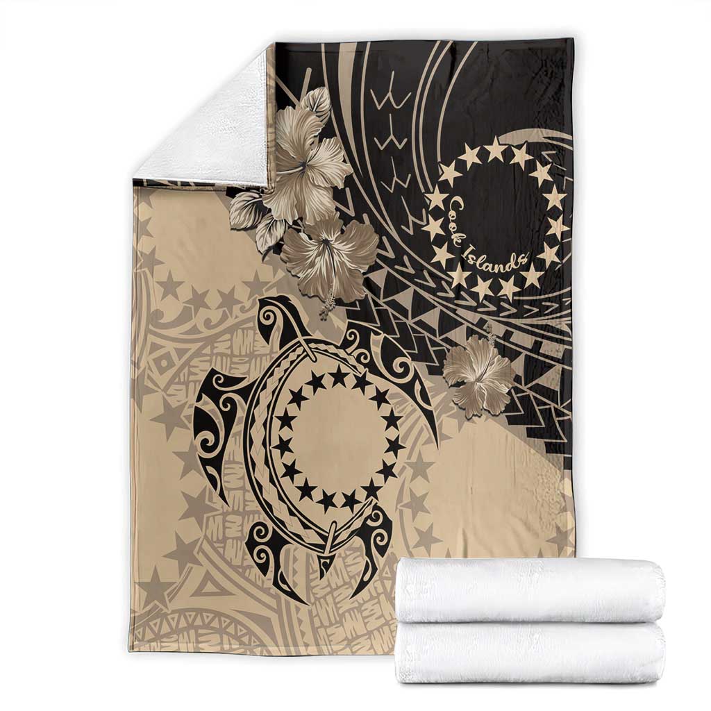 Cook Islands Turtle Blanket Stars and Hibiscus - Beige