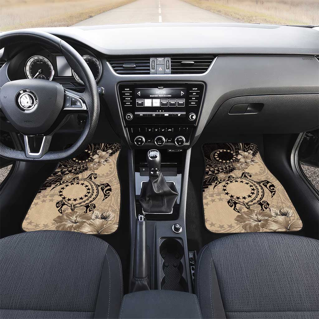 Cook Islands Turtle Car Mats Stars and Hibiscus - Beige