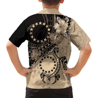 Cook Islands Turtle Family Matching Puletasi and Hawaiian Shirt Stars and Hibiscus - Beige LT01 - Polynesian Pride