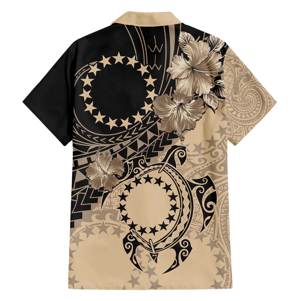 Cook Islands Turtle Family Matching Puletasi and Hawaiian Shirt Stars and Hibiscus - Beige LT01 - Polynesian Pride