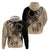 Cook Islands Turtle Hoodie Stars and Hibiscus - Beige