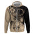 Cook Islands Turtle Hoodie Stars and Hibiscus - Beige