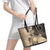 Cook Islands Turtle Leather Tote Bag Stars and Hibiscus - Beige