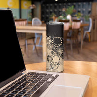 Cook Islands Turtle Skinny Tumbler Stars and Hibiscus - Beige