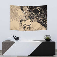 Cook Islands Turtle Tapestry Stars and Hibiscus - Beige