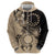 Cook Islands Turtle Zip Hoodie Stars and Hibiscus - Beige