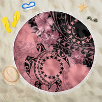 Cook Islands Turtle Beach Blanket Stars and Hibiscus - Pink