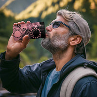 Cook Islands Turtle 4 in 1 Can Cooler Tumbler Stars and Hibiscus - Pink