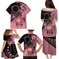 Cook Islands Turtle Family Matching Puletasi and Hawaiian Shirt Stars and Hibiscus - Pink LT01 - Polynesian Pride