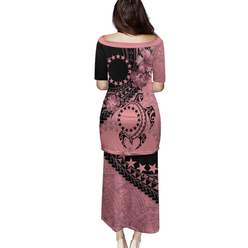 Cook Islands Turtle Family Matching Puletasi and Hawaiian Shirt Stars and Hibiscus - Pink LT01 - Polynesian Pride