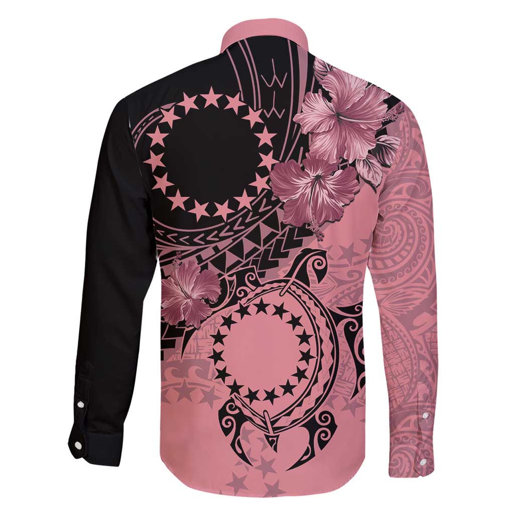 Cook Islands Turtle Family Matching Short Sleeve Bodycon Dress and Hawaiian Shirt Stars and Hibiscus - Pink LT01 - Polynesian Pride