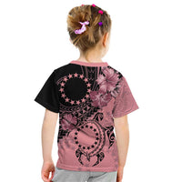 Cook Islands Turtle Kid T Shirt Stars and Hibiscus - Pink