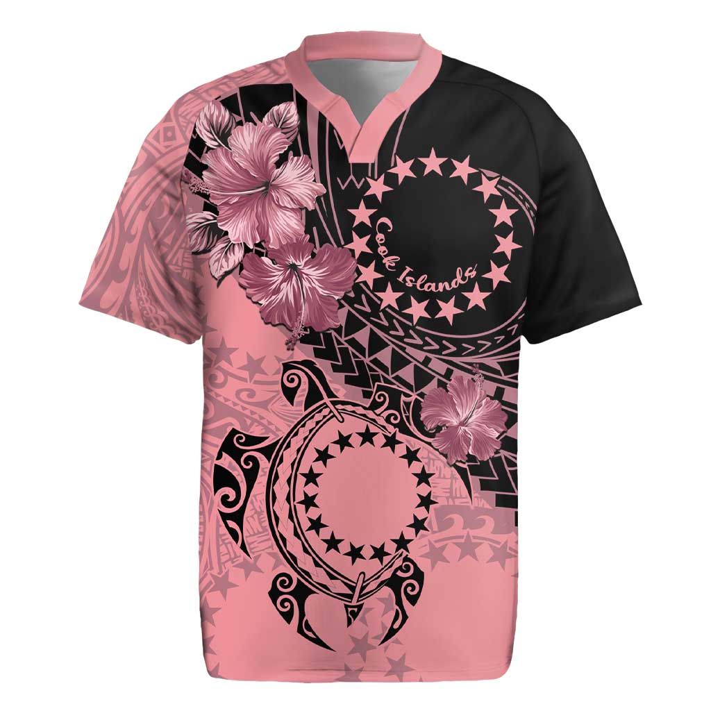 Cook Islands Turtle Rugby Jersey Stars and Hibiscus - Pink