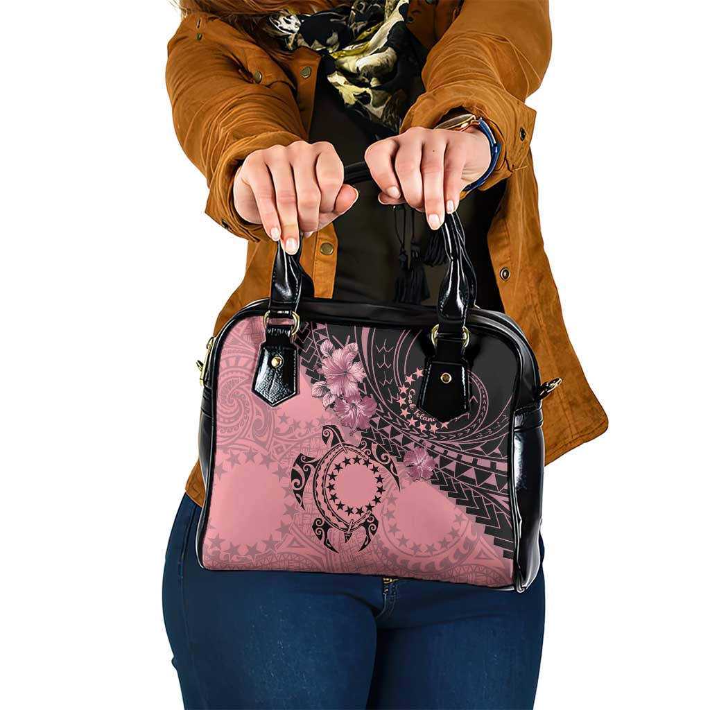 Cook Islands Turtle Shoulder Handbag Stars and Hibiscus - Pink