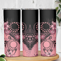 Cook Islands Turtle Skinny Tumbler Stars and Hibiscus - Pink