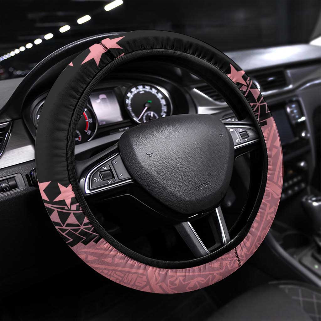 Cook Islands Turtle Steering Wheel Cover Stars and Hibiscus - Pink