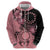 Cook Islands Turtle Zip Hoodie Stars and Hibiscus - Pink