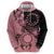 Cook Islands Turtle Zip Hoodie Stars and Hibiscus - Pink