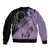 Cook Islands Turtle Bomber Jacket Stars and Hibiscus - Purple