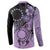 Cook Islands Turtle Button Sweatshirt Stars and Hibiscus - Purple