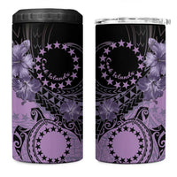 Cook Islands Turtle 4 in 1 Can Cooler Tumbler Stars and Hibiscus - Purple