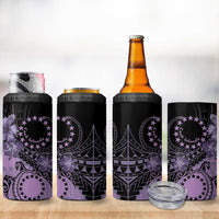 Cook Islands Turtle 4 in 1 Can Cooler Tumbler Stars and Hibiscus - Purple