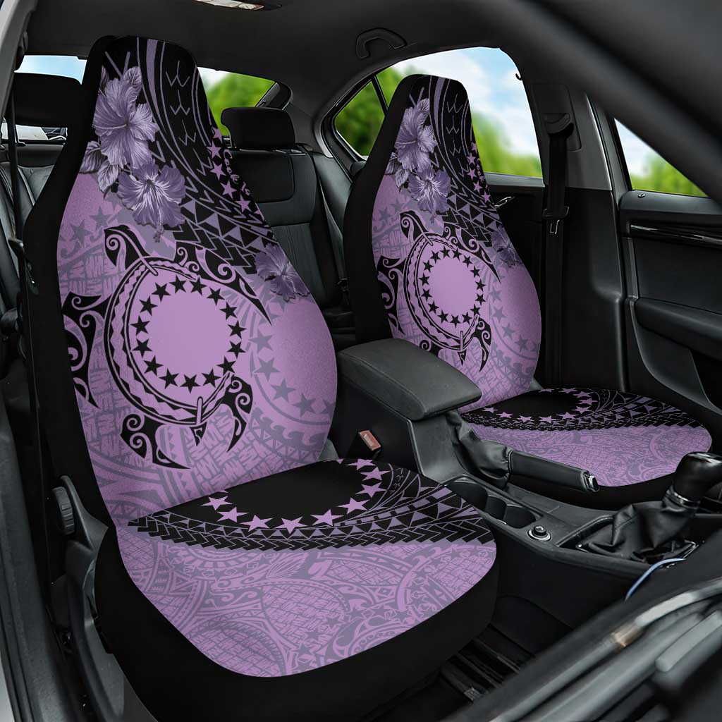 Cook Islands Turtle Car Seat Cover Stars and Hibiscus - Purple