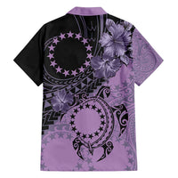 Cook Islands Turtle Family Matching Long Sleeve Bodycon Dress and Hawaiian Shirt Stars and Hibiscus - Purple LT01 - Polynesian Pride