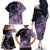 Cook Islands Turtle Family Matching Off The Shoulder Long Sleeve Dress and Hawaiian Shirt Stars and Hibiscus - Purple